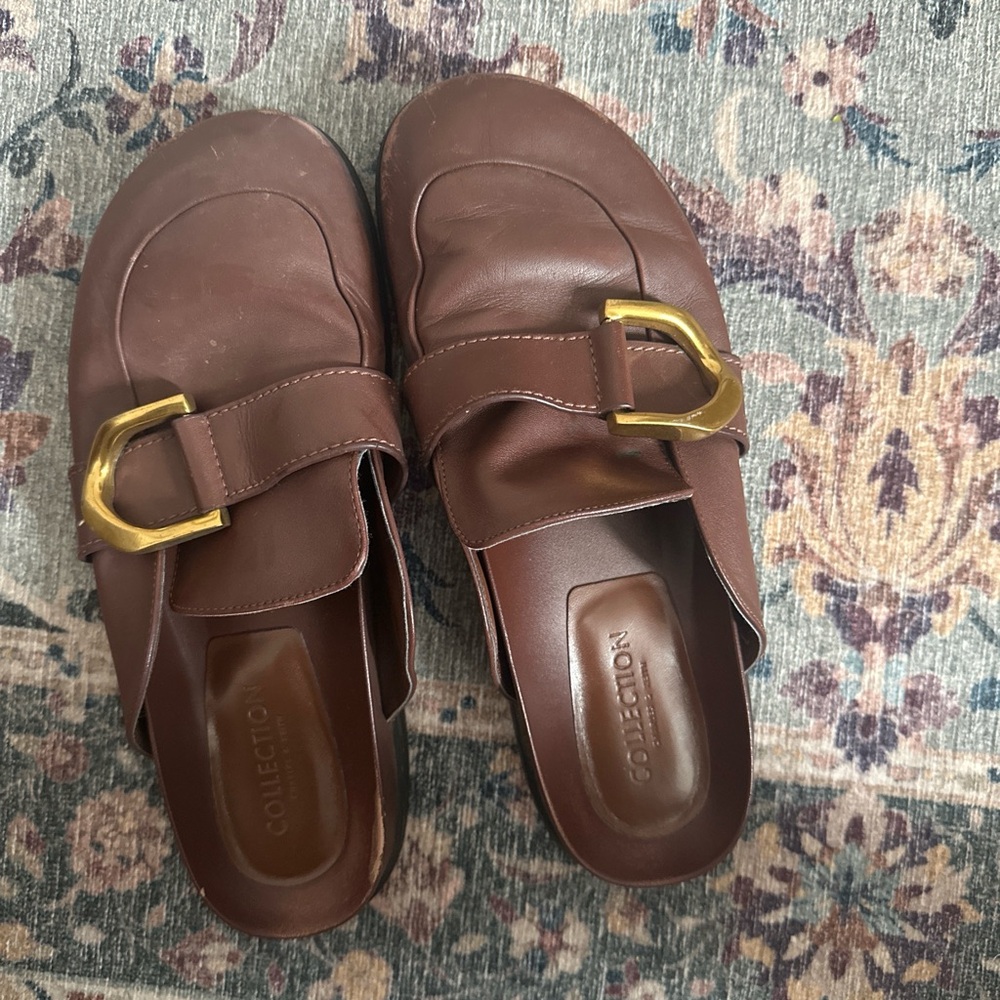 Charles & Keith Dark Brown Leather Clogs